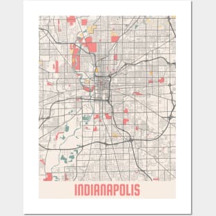Indianapolis - Indiana Chalk City Map Posters and Art